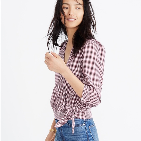 Madewell Tops - Madewell Wrap Top in Gingham Check